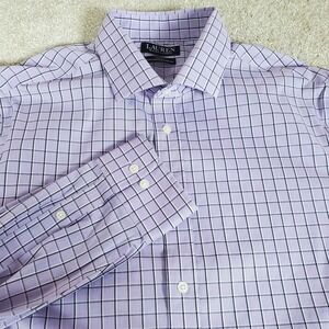 Lauren Ralph Lauren Men's Button Up Shirt SLIM Fit Purple Plaid LongSleeve SZ XL